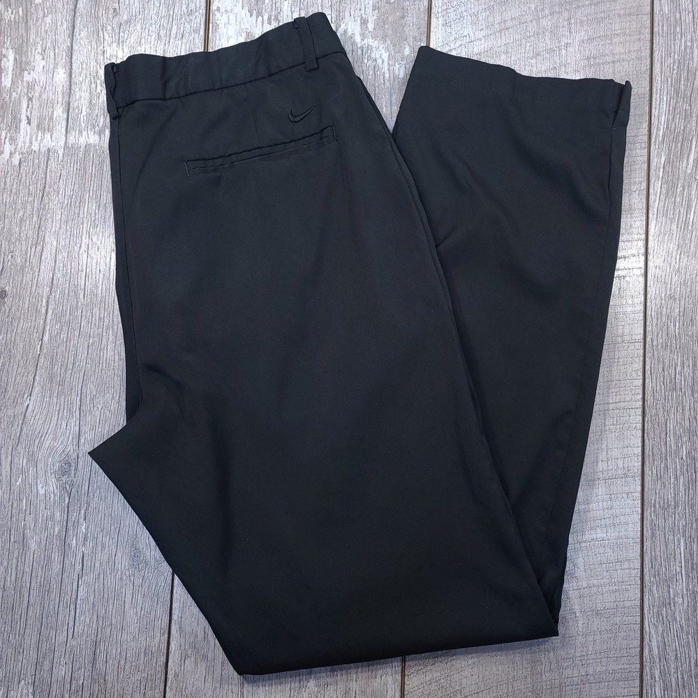 Nike Golf Pants Mens 36x32 Black Dri-FIT Flat Front Performance Trousers